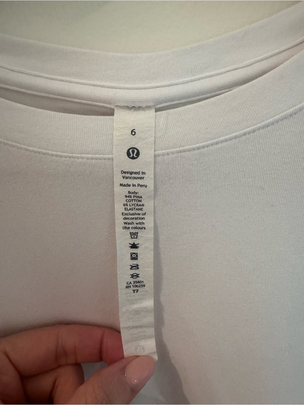 lululemon athletica love White Crew Neck Tee size 6 - Picture 3 of 4